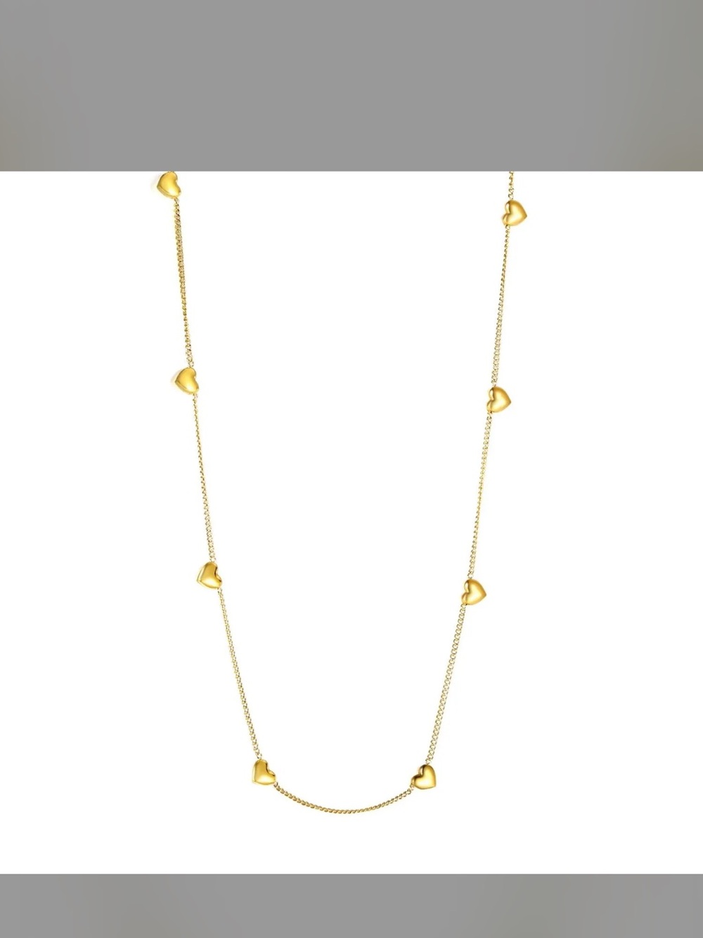 Gold Heart Station Necklace - Women Jewelry